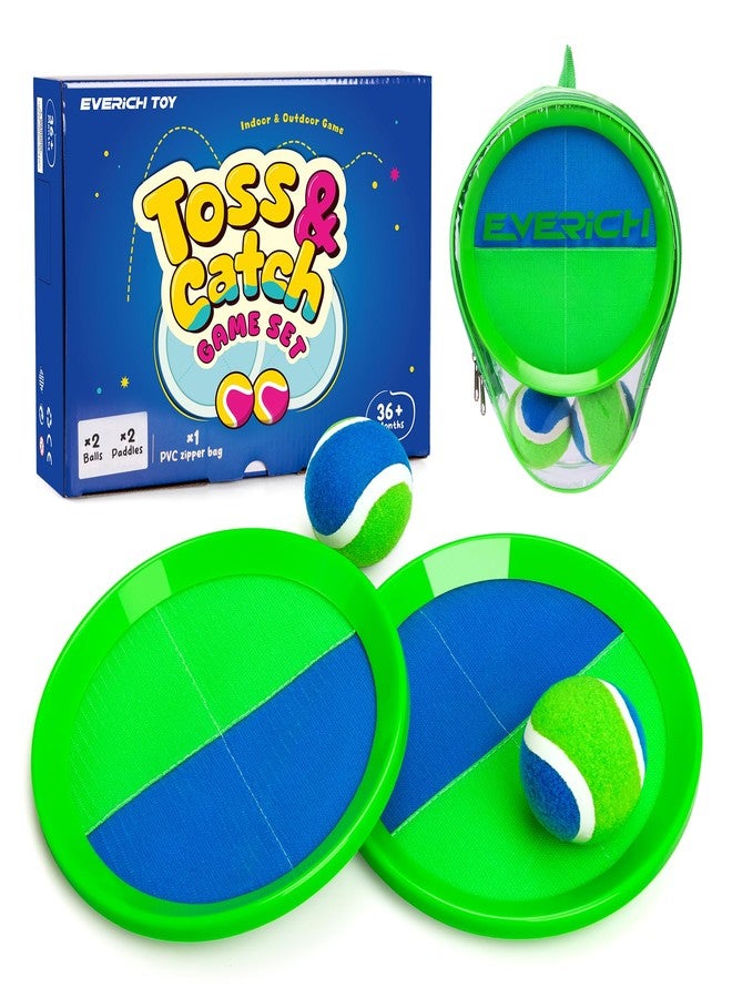 EVERICH TOY مجموعة ألعاب رمي الكرة والتقاطها المطورة من إيفريتش توي، هدية مثالية للأطفال من عمر 3 إلى 12 سنة، تتضمن مضربين وكرتين لاصقتين، لعبة مقاومة للماء للاستخدام الداخلي والخارجي على الشاطئ أو المسبح أو الحديقة - Image 1